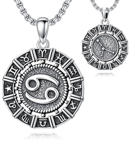 enjoylifecreative 12 Zodiac Sign Necklaces 925 Sterling Silver Constellations Pendant Chain Horoscope Astrology Jewellery Gifts for Men