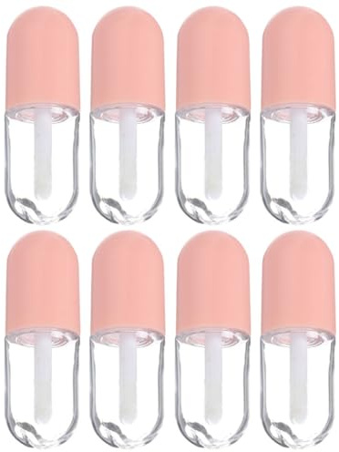 INOOMP Paquete de 8 Tubos Transparentes de Brillo Labial de 5ml para Viaje, Envases Rellenables de Plástico y Polipropileno sin Rebabas, Diseño Simple y Elegante para Mujeres