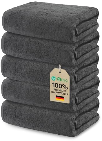 Ôhm Lavette Bagno 30x30 cm in Cotone 500 g/m² Grigio scuro – Asciugamani Viso e Bidet Morbidi e Assorbenti – Asciugamani Piccoli per Mani Ospiti – OEKO TEX Set 5 Lavette Bagno