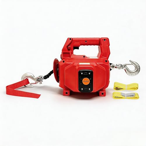 1000LB Battery-Powered Winch with 40FT Synthetic Rope, Compatible with Milwaukee 18V Batteries (4.0Ah+), Portable Wireless Remote Control Winch for Lifting & Pulling(Without Battery)