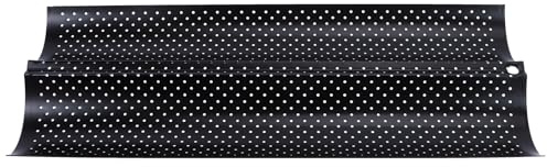 Abaodam Molde para Hornear Baguette 2 Ranuras en Acero al Carbono Negro, Fácil de Limpiar y Duradero para Pan Francés en Cocina y Hogar