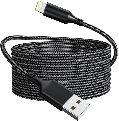 Ulyuhoda iPhone Charger Cable 5M [MFi Certified], Extra Long Nylon Braided Lightning Cable USB A to Lightning 2.4A Fast Charging for iPhone 14/13/12/11/Pro/Xs Max/X/8/7/Plus/6S/6/SE/5S iPad, Black