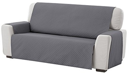 Textilhome Funda Sofá Adele - 3 Plazas, Cubre Sofá Protector Acolchado Reversible, Lavable y Resistente, Color Gris – Protección contra Manchas y Desgaste Universal.