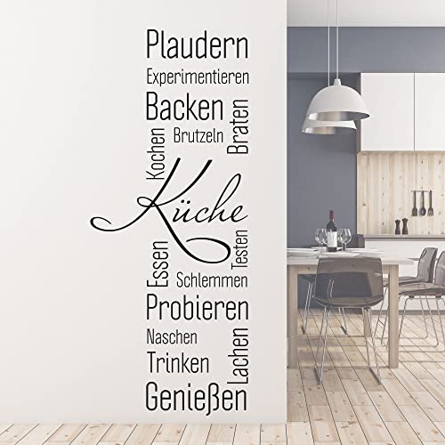 GRAZDesign Wandtattoo Küche Sprüche Plaudern | Küchenaufkleber selbstklebend - 122x50cm / 010 weiss