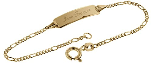 trendor Armband mit Gravur 585 Gold für Kinder Länge 14 cm 08654-14