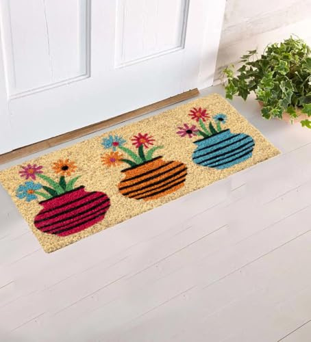 parpyon® Zerbino Ingresso casa Divertente Vulcano Piccolo cm 53x23 Tappeto Antiscivolo entrata scalino per Interno da Esterno tappeti Moderni in Cocco (CM 23X53, Disegno-1)