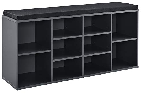 [en.casa] Scarpiera con Seduta Imbottita Panca Portascarpe con 10 Vani Mobile per Scarpe Ideale per Ingresso Camera da Letto 103x48x30 cm Grigio Scuro