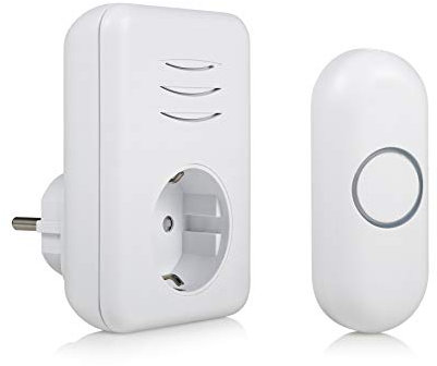 Byron DBY-22313 Funk-Türklingel-Set, 16 Melodien & bis zu 150 m Reichweite, bis zu 6 Klingeln anschließbar, 5 Stufen Lautstärke, Klingeltaster mit Batterie und Steckdosen-Klingel mit Steckdose