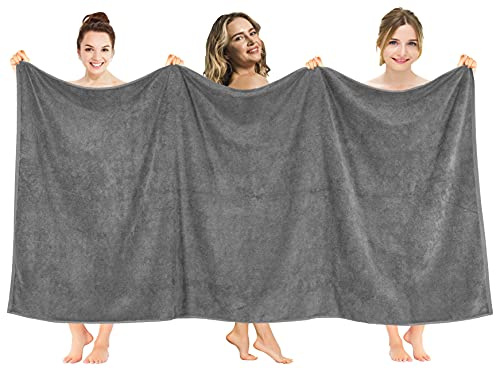 American Soft Linen Oversized Bath Sheet 40x80, Jumbo Large Bath Towels for Bathroom, 100% Ringspun Cotton Bath Sheet for Adults, Bath Sheets Towels, Gray Bath Sheet