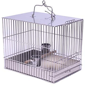 PIAOLING Hochwertiger Vogelkäfig Vogelkäfige aus Edelstahl Große Vogelbäder aus Metall Vogelkäfige Vogelhäuser Lebensräume für Budgie Finch Canary Langlebig (Größe : Medium)