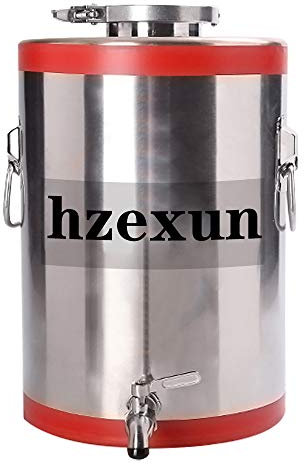 hzexun 304 stainless steel oil barrel with faucet food grade wine barrel storage tank sealed tank fermentation barrel wine kettle (50L)