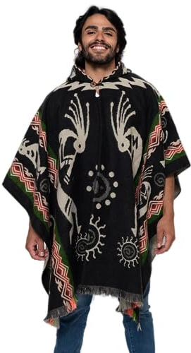 Alpaca Land, Handmade Ecuadorean Alpaca Wool Ponchos (US, Alpha, One Size, Regular, Regular, Black Pomasqui)