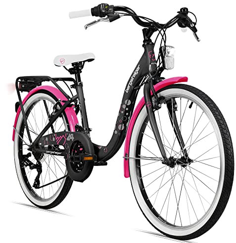 Bergsteiger Atlantis 20, 24 Zoll Kinderfahrrad, geeignet für 6,7, 8, 9, 10, 11 Jahre, StVZO, Schaltung, Mädchen-Fahrrad mit Dynamo-Licht