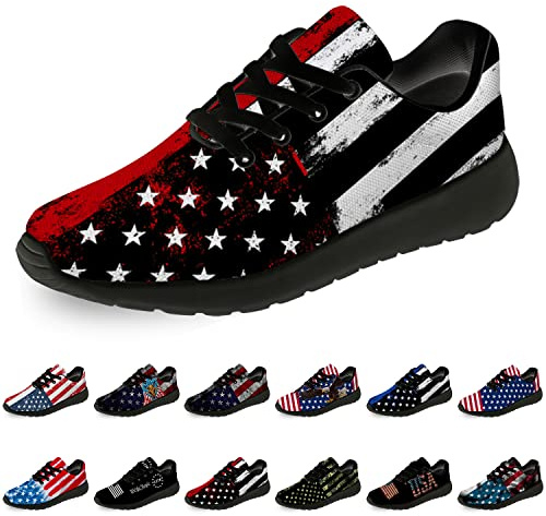 horethy Womens Mens Thin Red Line Shoes Running Shoes Walking Tennis Sneakers Honoring Firefighter Flag Shoes Gifts for Boy Girl,Size 13 Women/11 Men
