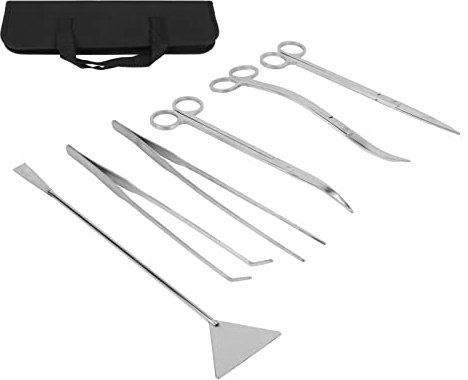 Aquarium Tools Kit Aquarium Tools Kit Edelstahl ZubehöR FüR Aquarien Stahl Schere Pinzette Spachtel Terrarium Tools Set mit Aufbewahrungstasche FüR Aquarium Aquarium 6 in 1