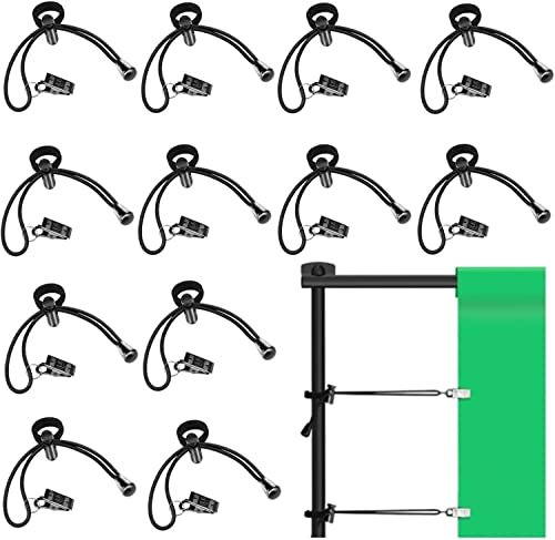 12 Stück Hintergrund Klammer Set Fotografische Klemmzwingen Set Hintergrundclip Metallclip Klammerhalter Fotohintergrund mit einziehbarem elastischem Seil für Studio Hintergründe