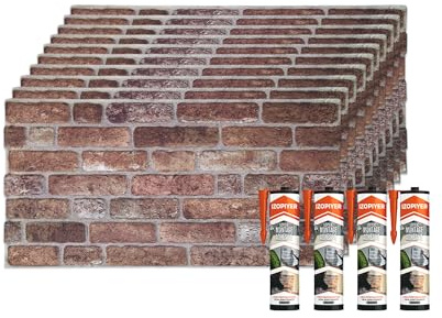 Izodekor - Lot de 10 panneaux muraux 3D en polystyrène - Avec 4 cartouches de colle Akfix 310 incluses pour la fixation - Château ancien