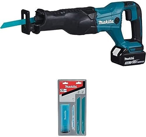 Makita DJR186RT Akku-Reciprosäge 18V / 5,0 Ah, 1 Akku + Ladegerät im Transportkoffer + Reciproblatt Sortiment B