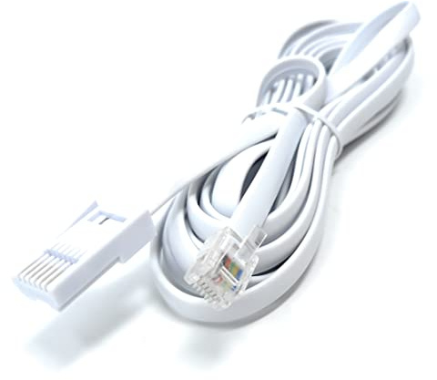Drut Cavo da 3 m BT 631A a RJ12 6P6C, Cavo Linea telefonica a 6 Fili, Cavo Router Modem a Banda Larga 10 Piedi Bianco