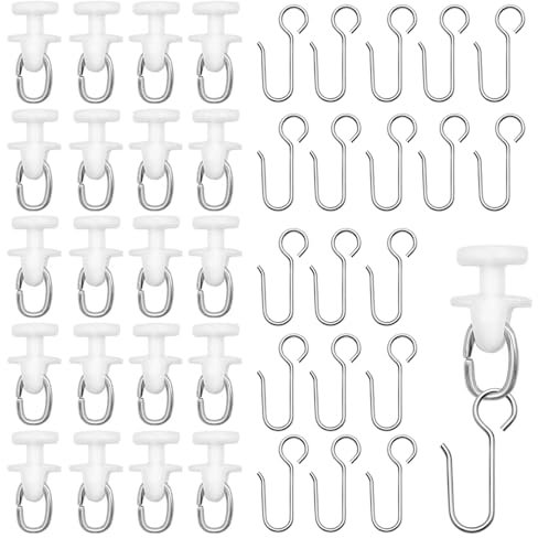 MytaYt 120 Stück Weiß Gardinenhaken Gleiter Gardinenhaken für Schienen Kunststoff Faltengleiter für Gardinenschienen 60 Stück Gardinenröllchen mit 60 Stück Metall Vorhang Haken, für Standardschienen