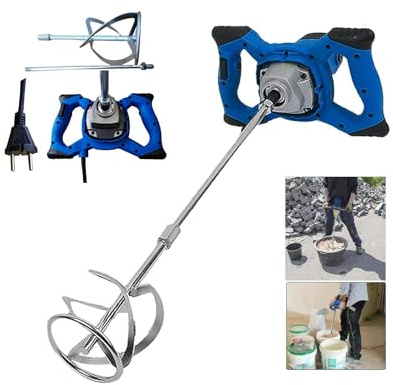 Banas 2600W Portatile Elettrico Calcestruzzo Cemento Intonaco Stucco Vernice Thinset Mortaio Paddle Mixer Pro Trapano Miscelatore Strumento di Agitazione Regolabile 6 Velocità; Miscelatore portatile