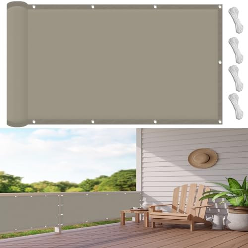 Sonnensegel Wasserdicht inkl Befestigungsseile 1.8 x 4.5 m,Premium PES Polyester Wasserabweisend Imprägniert Rechteck, Sonnenschutz Segel Balkonsegel,Für Balkon Garten, Taupe