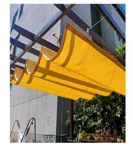 Rygcrud Einziehbare Welle Terrassenmarkise, Wasserdicht Pergola Überdachung Ersatz Schiebedraht Sonnensegel Abdeckung Für Terrassenüberdachung Regensicher(1.2x2m)