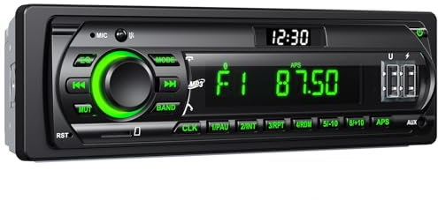 Car Radio Stereo Bluetooth Handsfree 9-24V,RDS/FM/AM 1DIN Car Radio 4 x 65W Car Stereo With 7 Colors Light/2 USB/AUX/SD/Remote Control(Multi-coloured)