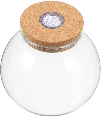 COLLBATH Aquarium Landschaftsflasche aus Glas mit Ökosystem Deckel Rundes Flaschen Terrarium mit LED Licht für Miniaturpflanzen und Wasserschildkröten