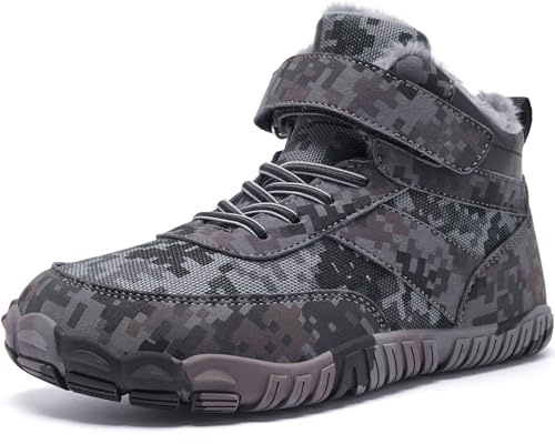 YINGCSM Boys Winter Boots Camouflage Snow Warm Faux Fur Lined Water-Resistant Shoes (Little Kid/Big Kid)
