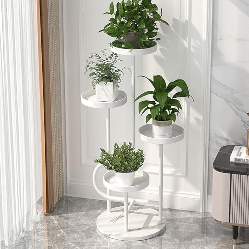 Pflanzenständer aus Metall für den Innenbereich, 4 Etagen, Eckregal, Blumenregal, Blumenständer, für Wohnzimmer und Balkon, weißer Pflanzenhalter für multifunktionale Pflanzenanzeige