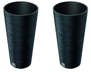 Stolmet Set of 2 Slim Planters with Inserts – Large Decorative Indoor/Outdoor Pots Available in 5 Colours – Sizes 25cm (9.8) & 30cm (Anthracite, 15.5L)