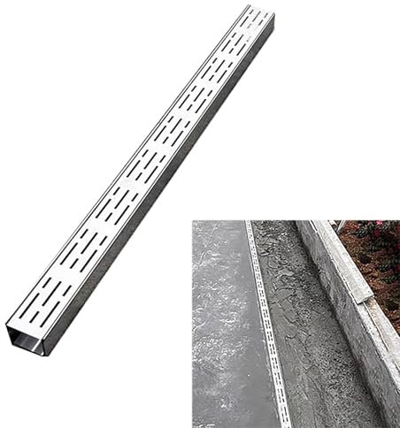 Jievmrs Abflussgitter Außenentwässerungsrinnen-Set mit Metallgitter, Lineares Grabenabflusssieb für Terrasse/Beton, Edelstahl-Grabenabflussrohrsystem für Garage(100x5x5cm/39.4x2x2in)