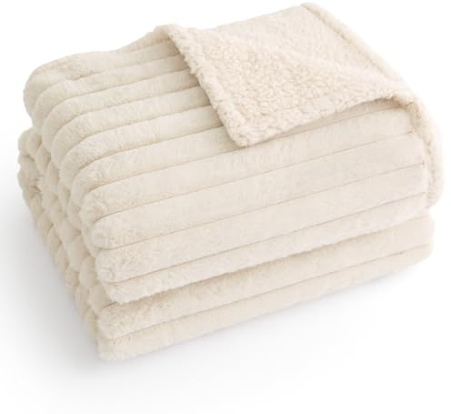 BEDSURE wasserdichte Hundedecke - 102 x 127 cm Hundedecke waschbar für große Hunde, Haustier Decke flauschig und weich, Schutzdecke Hundesofa, Decke für Hunde, Creme