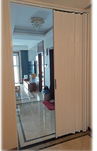 Falttür Falttüren Innentüren Schiebetür Wohnzimmer, Küche, Badezimmer, Ziehharmonika-Akkordeon-Falttür, Haustüren und temporäre unsichtbare Tür mit Schienen, Aluminium-Trenntür(88x210cm/35x83in)