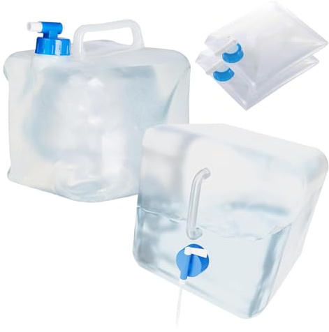 Landrain 2 Pcs Wasserkanister Faltbar, Faltkanister 10l, Bpa-frei, Hahn, Schraubdeckel, Tragegriff,Transparent