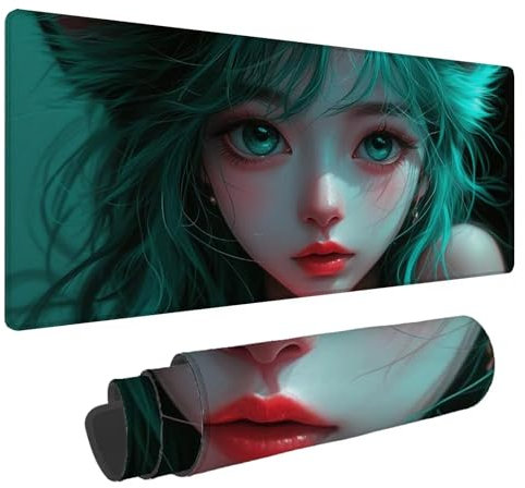Tapis de Souris Dessin Animé Tapis de Souris XXL Fille 1500x800x4mm Tapis Souris Gamer,Sous Main Bureau Ordinateur Portable,Mouse Pad Bords Cousus Caoutchouc Antidérapante,pour Souris et Clavier A-100