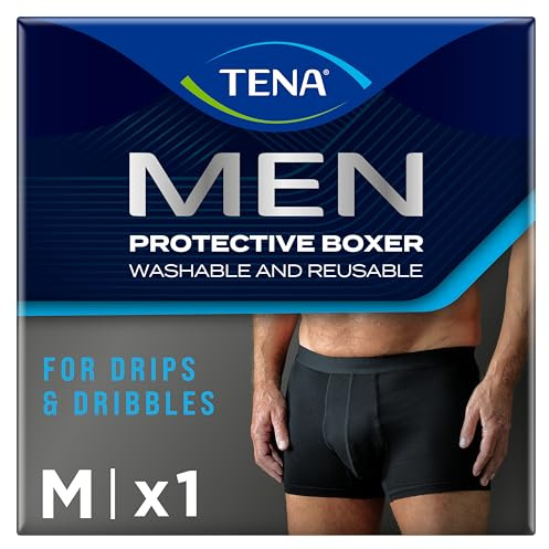 TENA Men - Caleçon de Protection Lavable Homme - Pour les Fuites Urinaires Légères - Coupe Classique - Noir - M