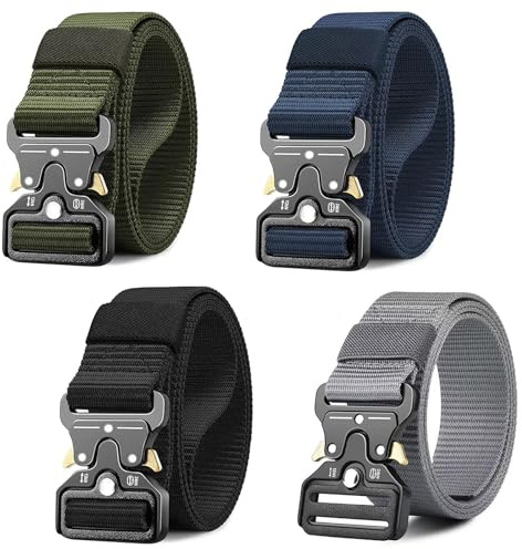 SXTDKMJ 4PCS Tactical Belt, Work Belts for Men Military Quick Release Nylon Adjustable Webbing Belt for for Outdoor Work Daily Casual Use