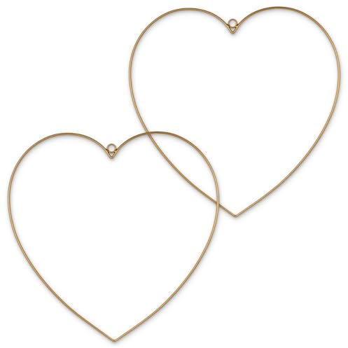 matches21 HOME & HOBBY Metall-Herzen 2er Set zum Aufhängen Ø 40 cm Gold als Draht-Herzen zum Basteln für Herz-Deko