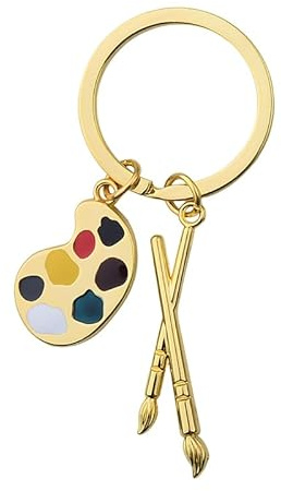 Guqqeuc Artist Palette Keyring Gifts for Art Lovers Artistic Art Gifts for Artists Best Friend Birthday Gifts for Artists Art Teacher Student Gifts for Painters Art Lovers Gifts Paintbrush Keyring
