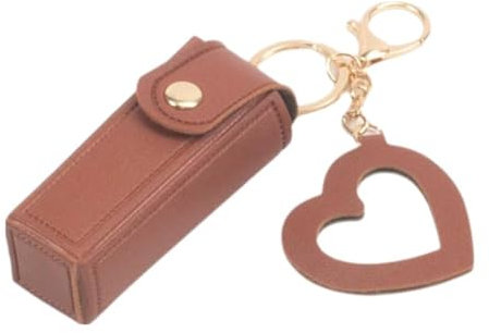 Porte-clés portable pour rouge à lèvres - Mini pochette cosmétique - En cuir synthétique - Pour voyage - L6F1 - Sac de rangement pour les lèvres, café