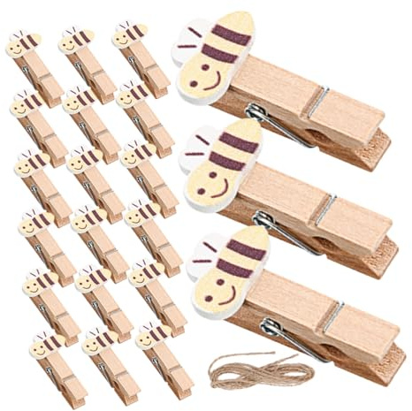 PRETYZOOM 50pezzi Mollette Mini in Legno Forma Cordino per Appendere Foto Snack Sacchetti Lavoretti Artistici Decorazioni Casa