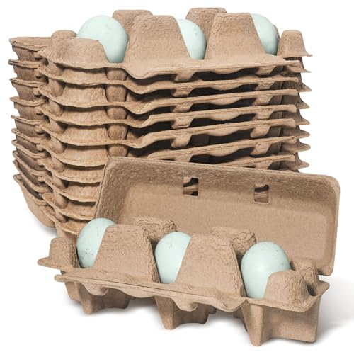 tutata Upgraded Duck Egg Cartons, 1/4 Dozen Jumbo Egg Carton, 3 Cell Duck Egg Boxes, Blank Top, 15 Pack