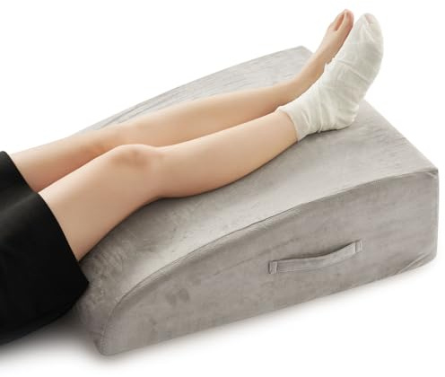 joydomus ErgoLift Leg Rest Pillow | Dual-Handle Memory Foam Top & Machine-Washable Cover | For Relaxation, Recovery & Joint Comfort (Grey)