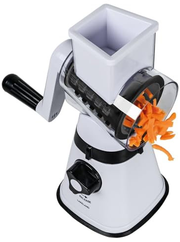 Lakeland Rotary Cheese Food Grater and Slicer 3 Blades Fine & Coarse Grating and Slicing with Suction Base