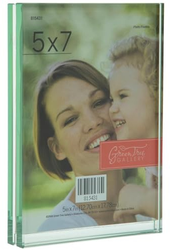 Hobby Lobby Green Tree Gallery Glass Picture Frame, Double-Sided Clear, Freestanding, Blocked Glass for Home or Office (Clear Glass, 5X7)