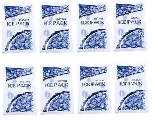 ROMISBABA 8 Stück Einweg Schnellkühl Eisbeutel mit Sofort Kälteffekt Mehrzweck Kühlpackungen für Verletzungen Prellungen und Insektenstiche Leicht und Tragbar
