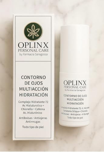 OPLINX Personal Care Multiaction ögonkontur, fuktgivande 72 h, med hyaluronsyra och klorella, anti-påsar och mörka ringar, alla hudtyper