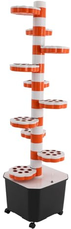 PurpleMinder Idroponica Torre 10 piani 80 fori per piante – Sistema di crescita delle piante da interno con pompa e timer, serbatoio da 45 l, 5 rotoli, per insalata ed erbe aromatiche